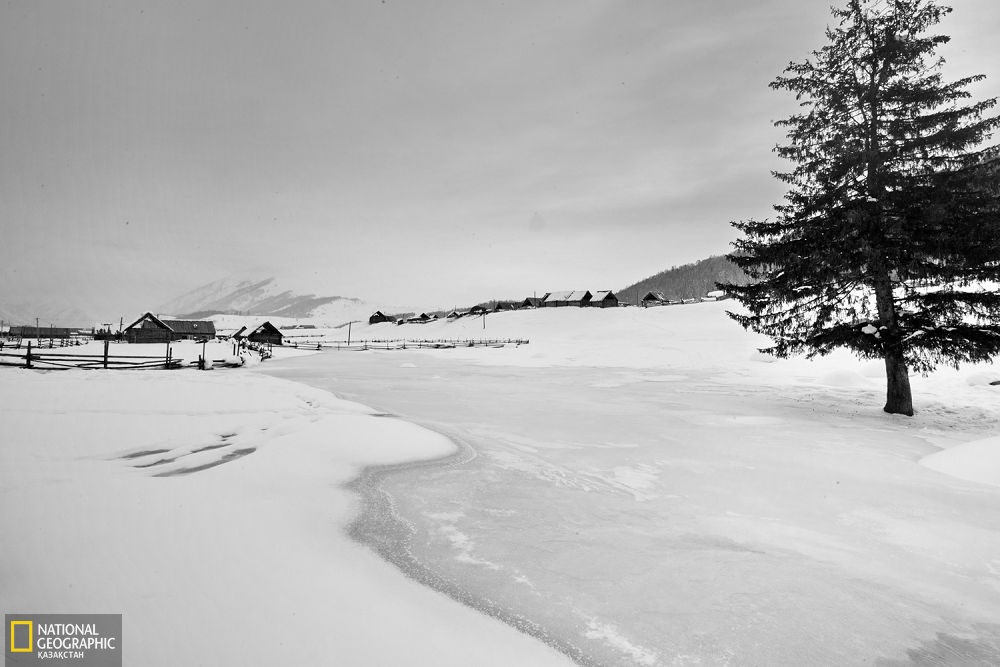 Қомқанас ауылының қысқы көрінісі.